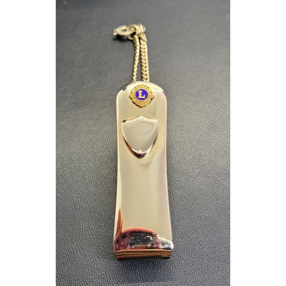 Lions Club International Tie Clip Mens Gold Tone Enamel Shield Vintage Accessory